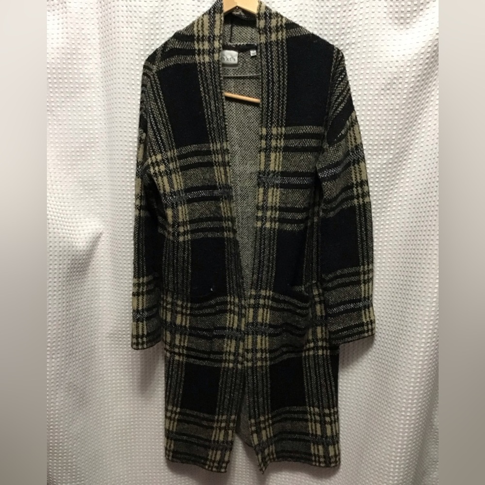 CYRUS Plaid Open-Front Sweater Cardigan